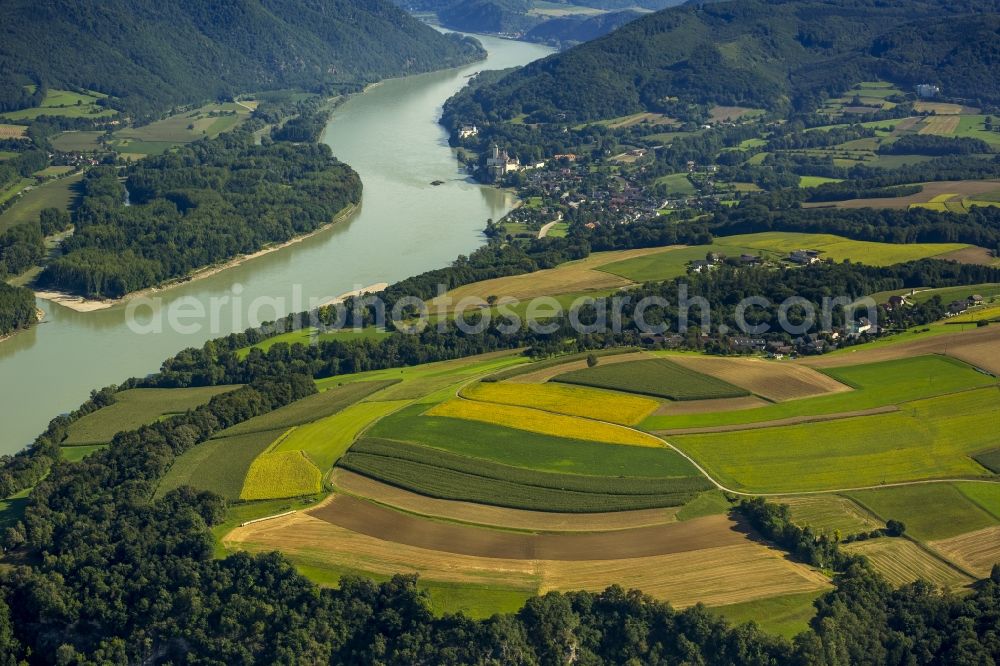 Schönbühel from above - Servite Schoenbuehel Castle on the Danube in Lower Austria in Austria in Schoenbuehel