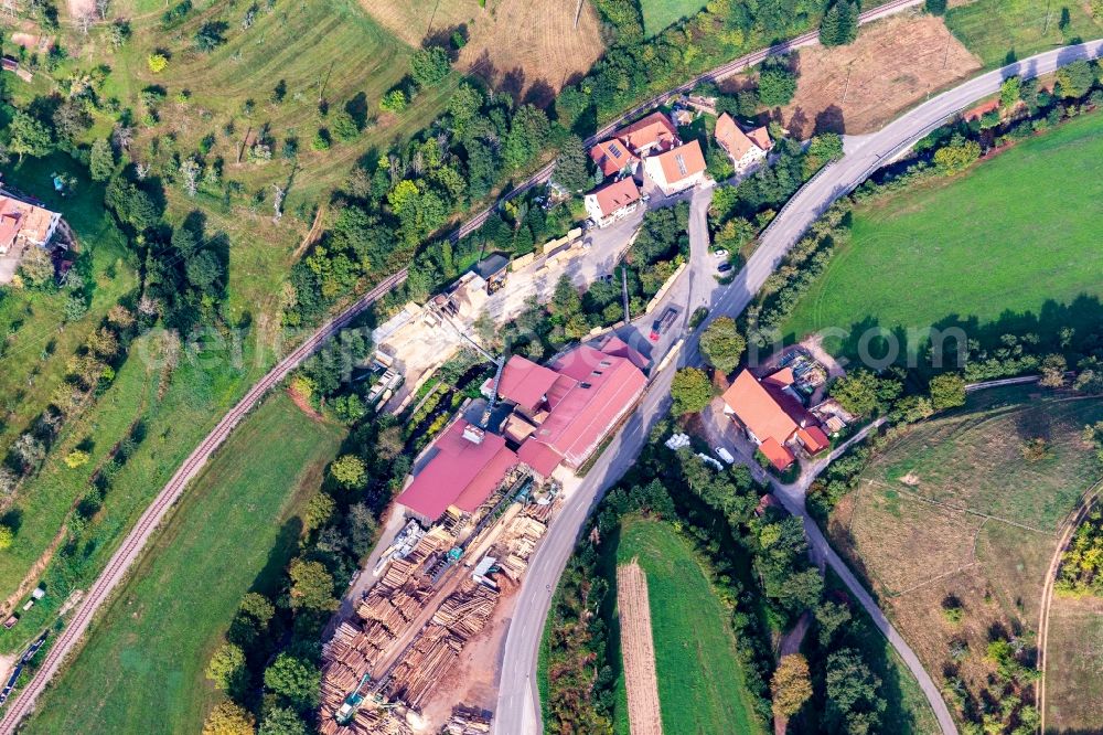 Aerial image Oppenau - Sawmill of Andreas Huber GmbH in the district Ibach in Oppenau in the state Baden-Wuerttemberg, Germany