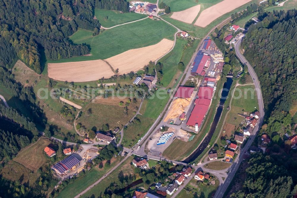 Aerial image Oppenau - Sawmill of aegewerk Lehmann GmbH & Co. KG und Renchtalholz GmbH in the district Ibach in Oppenau in the state Baden-Wuerttemberg, Germany