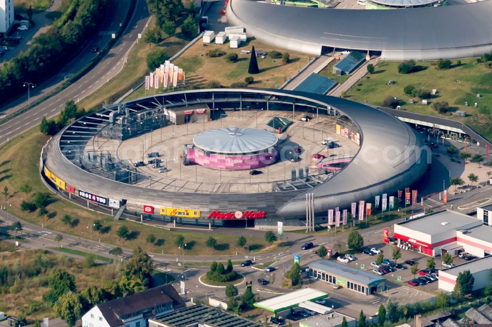 Aerial image Baden-Baden - Building of the shopping center Shopping Cite in Baden-Baden in the state Baden-Wuerttemberg