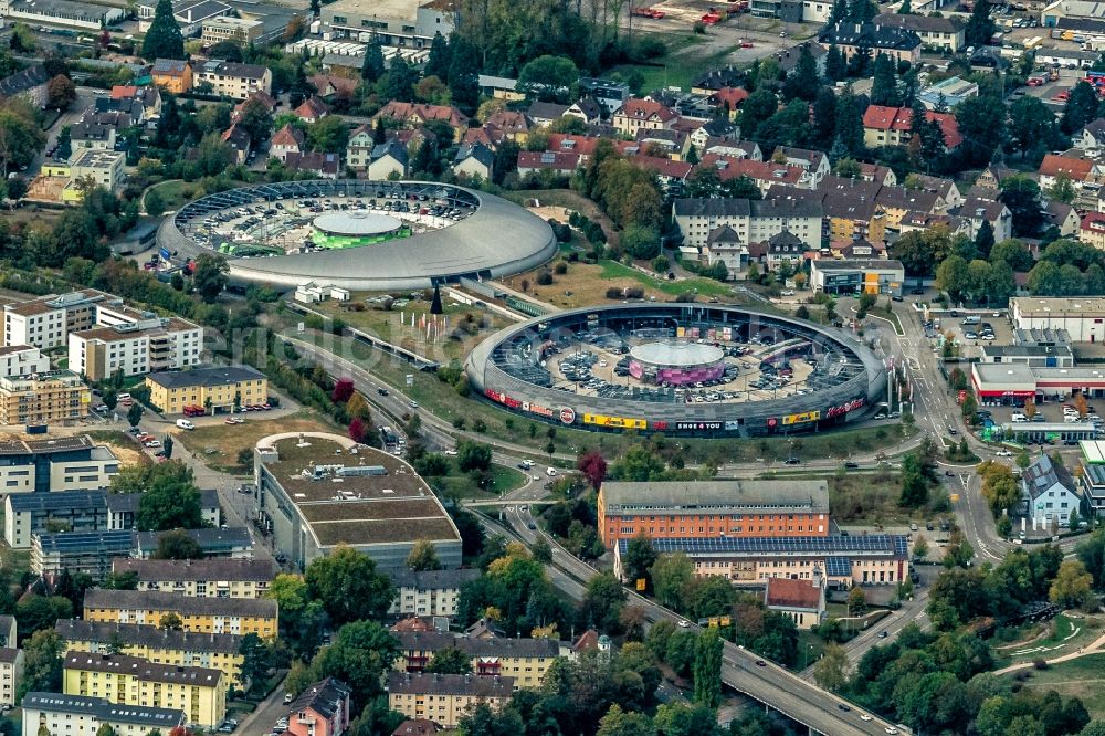 Baden-Baden from the bird's eye view: Building of the shopping center Shopping Cite in Baden-Baden in the state Baden-Wuerttemberg