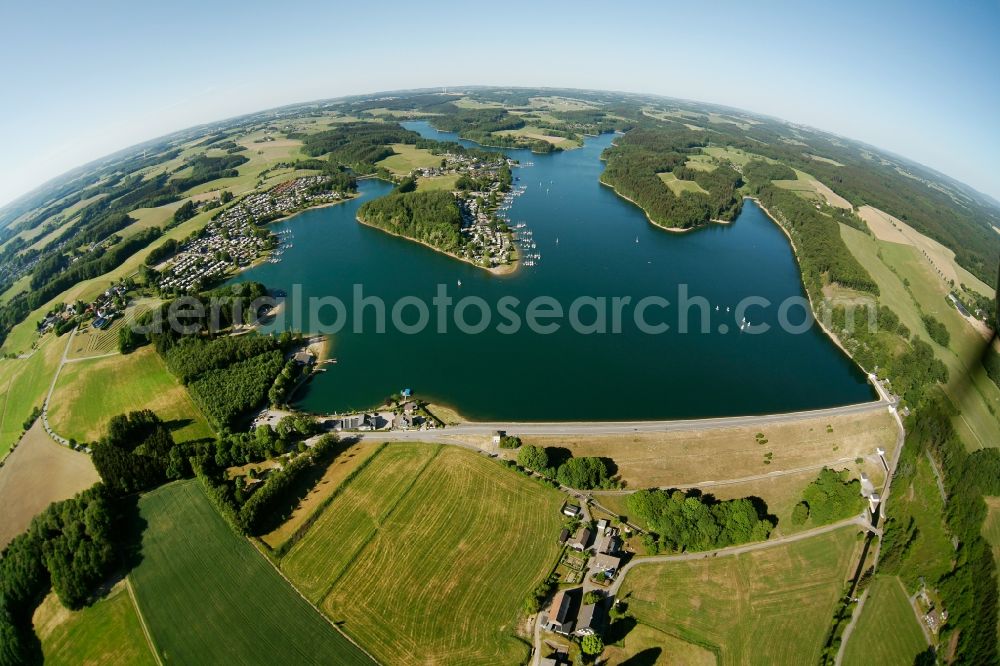 Hückeswagen from above - Settlements on the banks of the river Wupper along the Bevertalsperre in Hueckeswagen in North Rhine-Westphalia