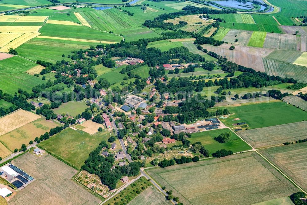 Aerial photograph Kranenburg - Settlement area and infrastructure Brobergen an der Oste in the district of Stade in Kranenburg in the state Lower Saxony, Germany