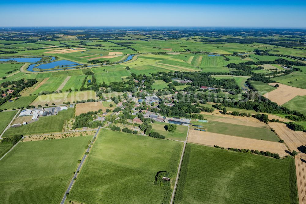 Aerial image Kranenburg - Settlement area and infrastructure Brobergen an der Oste in the district of Stade in Kranenburg in the state Lower Saxony, Germany