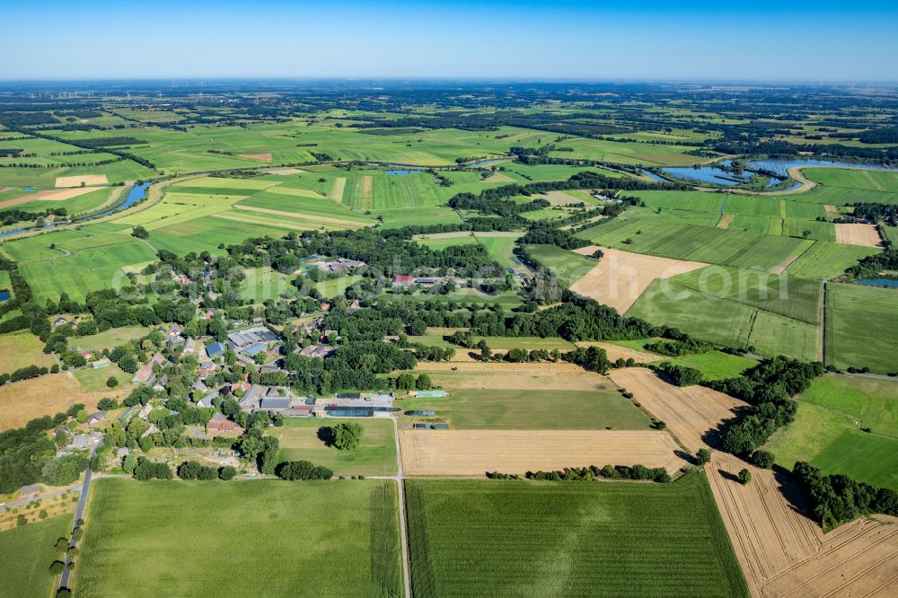 Aerial photograph Kranenburg - Settlement area and infrastructure Brobergen an der Oste in the district of Stade in Kranenburg in the state Lower Saxony, Germany