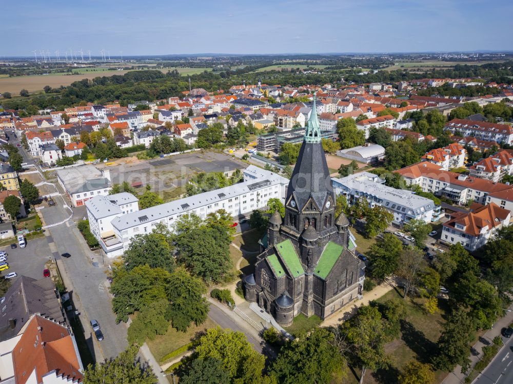 Aerial image Riesa - Settlement area on the Elbe in Riesa in the state Saxony, Germany