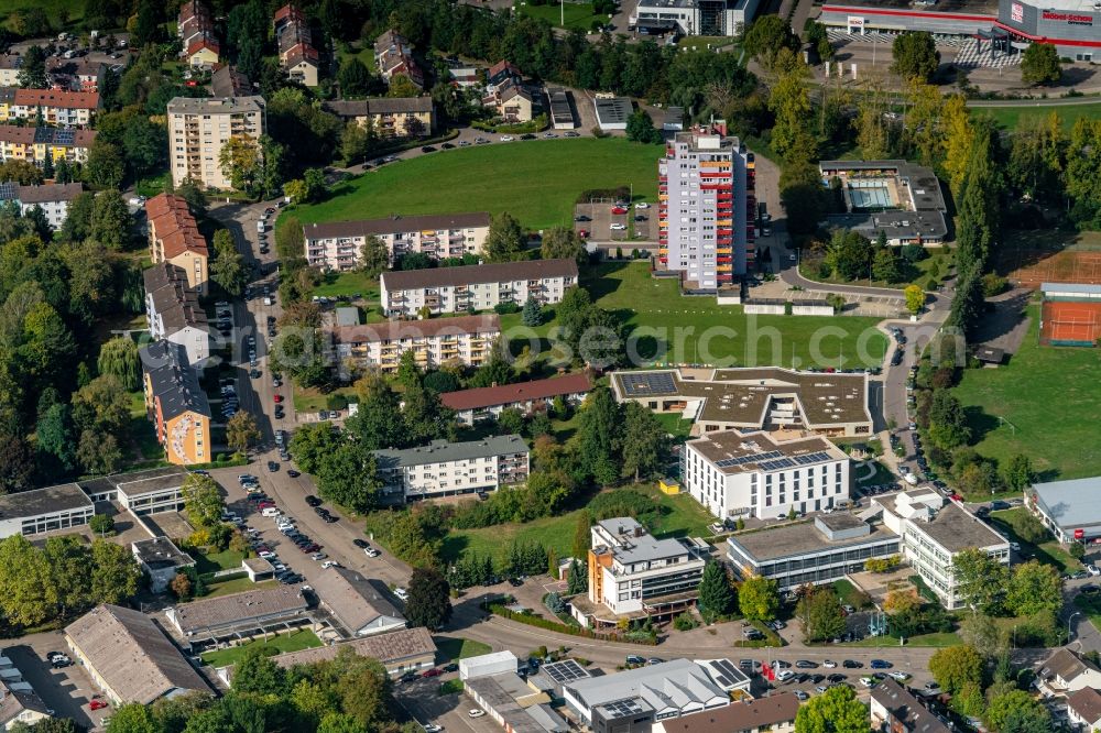 Aerial image Offenburg - The district Kolping and Burdastrasse in Offenburg in the state Baden-Wurttemberg, Germany