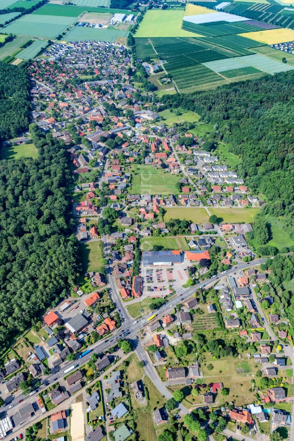 Hedendorf from above - The district Neukloster and Hedendorf in the state Lower Saxony, Germany