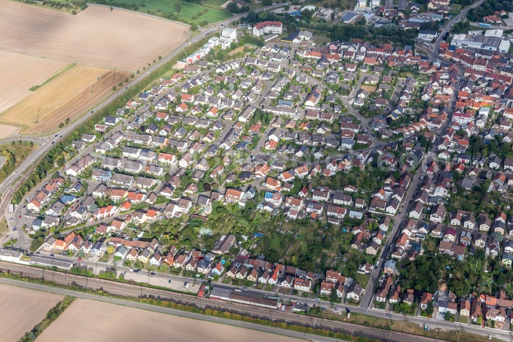 Aerial image Stutensee - Settlement area in the district Blankenloch in Stutensee in the state Baden-Wurttemberg, Germany