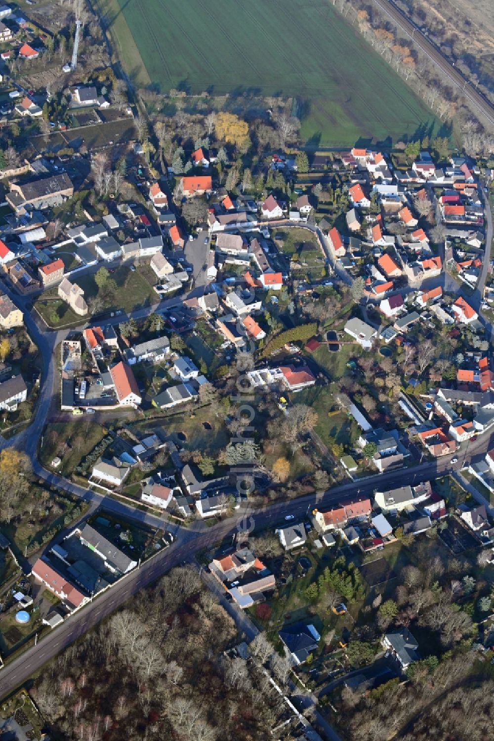 Teutschenthal from above - The district in the district Eisdorf in Teutschenthal in the state Saxony-Anhalt, Germany