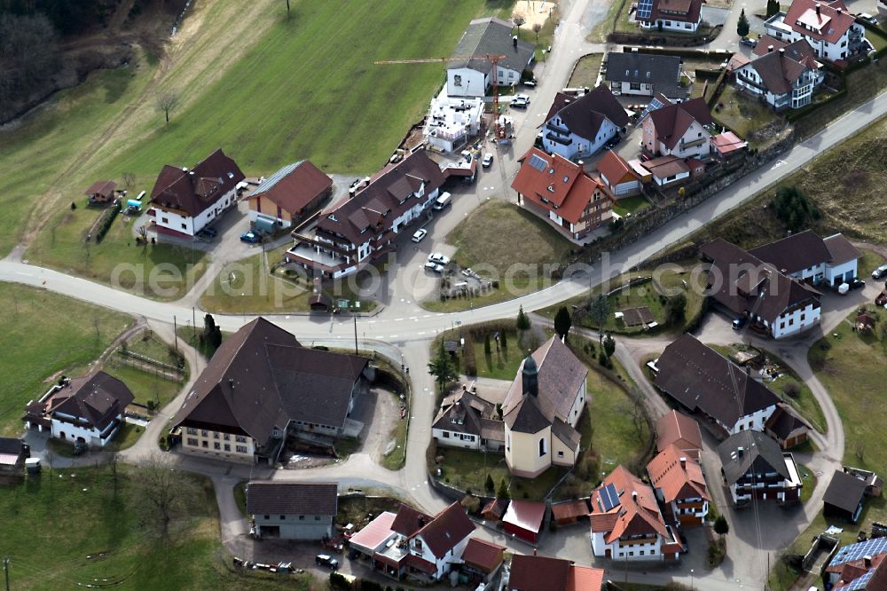 Biederbach from above - Settlement area in the district Kirchhoef in Biederbach in the state Baden-Wuerttemberg, Germany