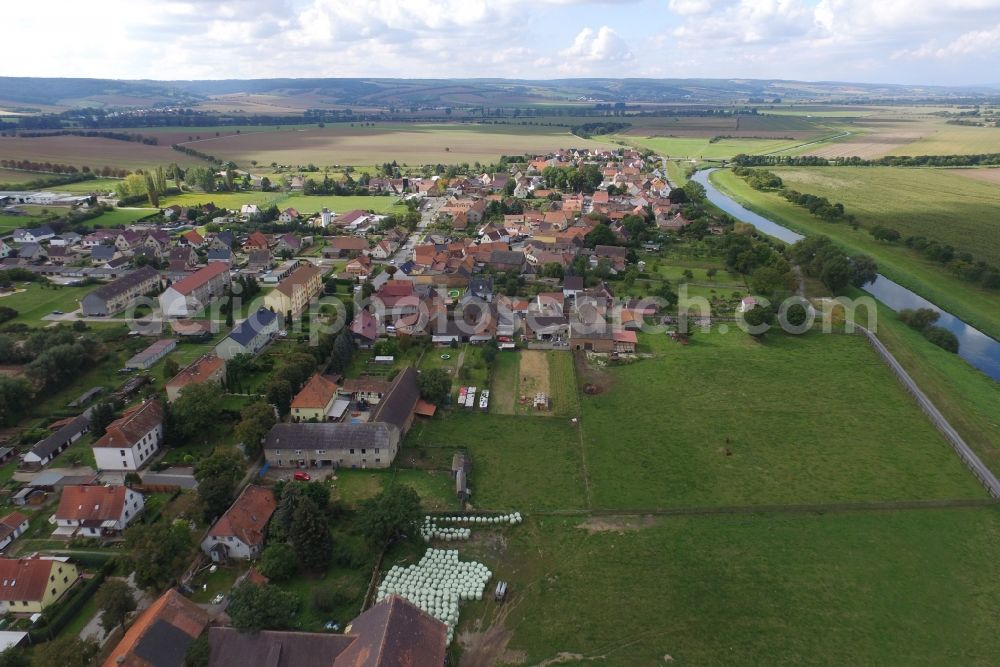 Kaiserpfalz from the bird's eye view: Settlement area in the district Memleben in Kaiserpfalz in the state Saxony-Anhalt, Germany