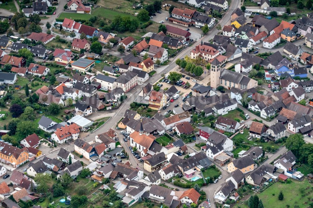 Aerial image Rheinhausen - Settlement area in the district Niederhausen in Rheinhausen in the state Baden-Wurttemberg, Germany