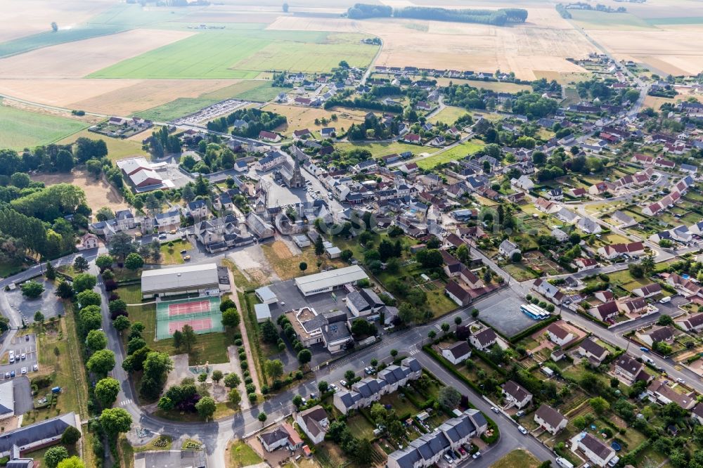 Saint-Amand-Longpre from the bird's eye view: Settlement area in Saint-Amand-Longpre in Centre-Val de Loire, France