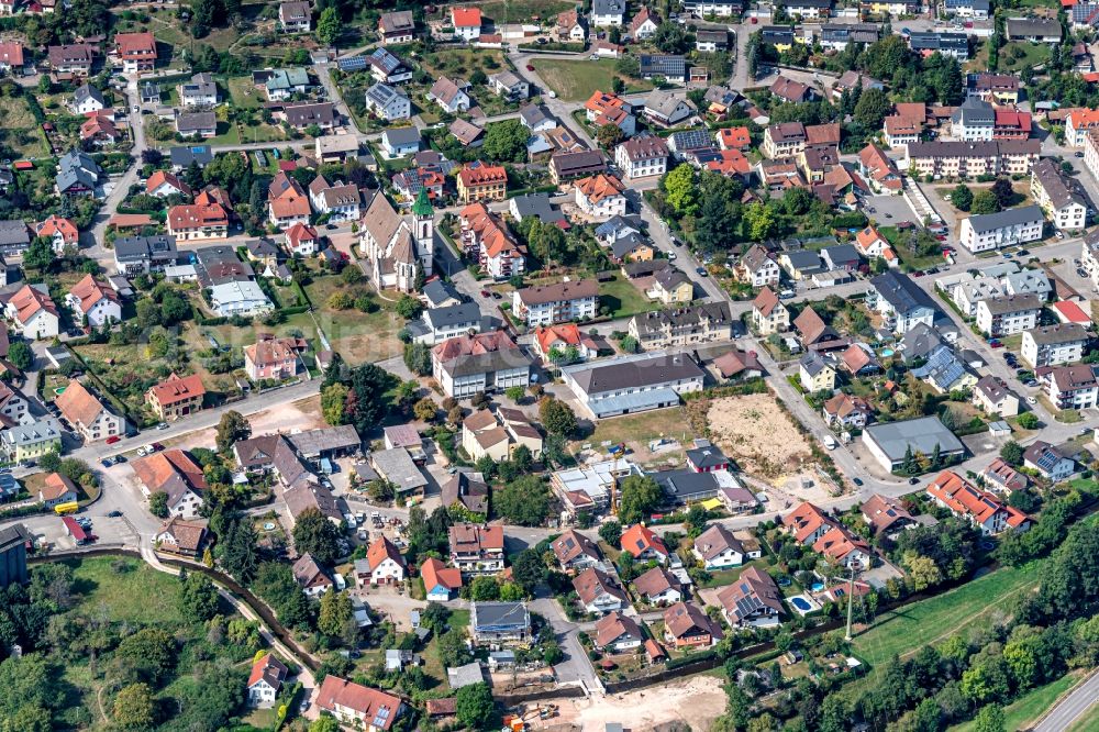 Aerial photograph Hausen im Wiesental - The district Buergerzentrum in the village center in Hausen im Wiesental in the state Baden-Wurttemberg, Germany