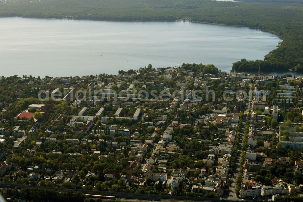 Berlin from above - The district on shore lake Grosser Mueggelsee in the district Friedrichshagen in Berlin, Germany