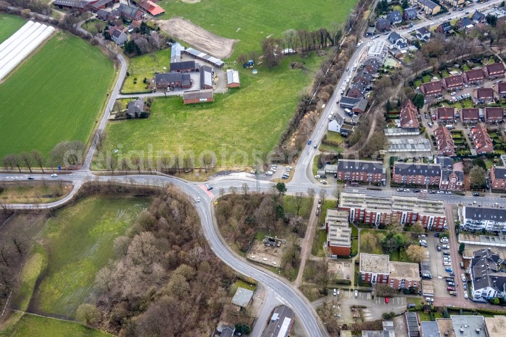 Kirchhellen from above - The district on the eastern entrance to Kirchhellen at Ruhrgebiet in the state North Rhine-Westphalia, Germany