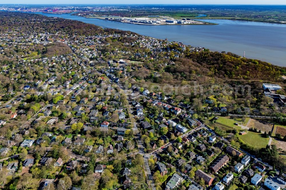 Aerial image Hamburg - The district on the banks of the Elbe in the district Blankenese in Hamburg, Germany