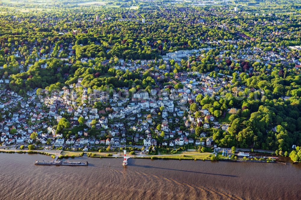 Aerial photograph Hamburg - The district on the banks of the Elbe in the district Blankenese in Hamburg, Germany