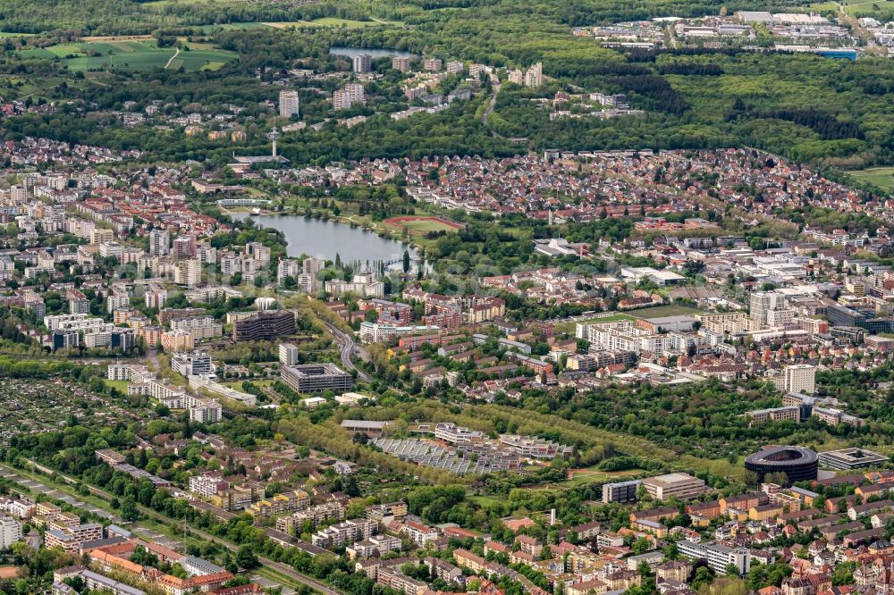 Aerial photograph Freiburg im Breisgau - The district Sundgau Allee Bischofslinde in Freiburg im Breisgau in the state Baden-Wuerttemberg, Germany