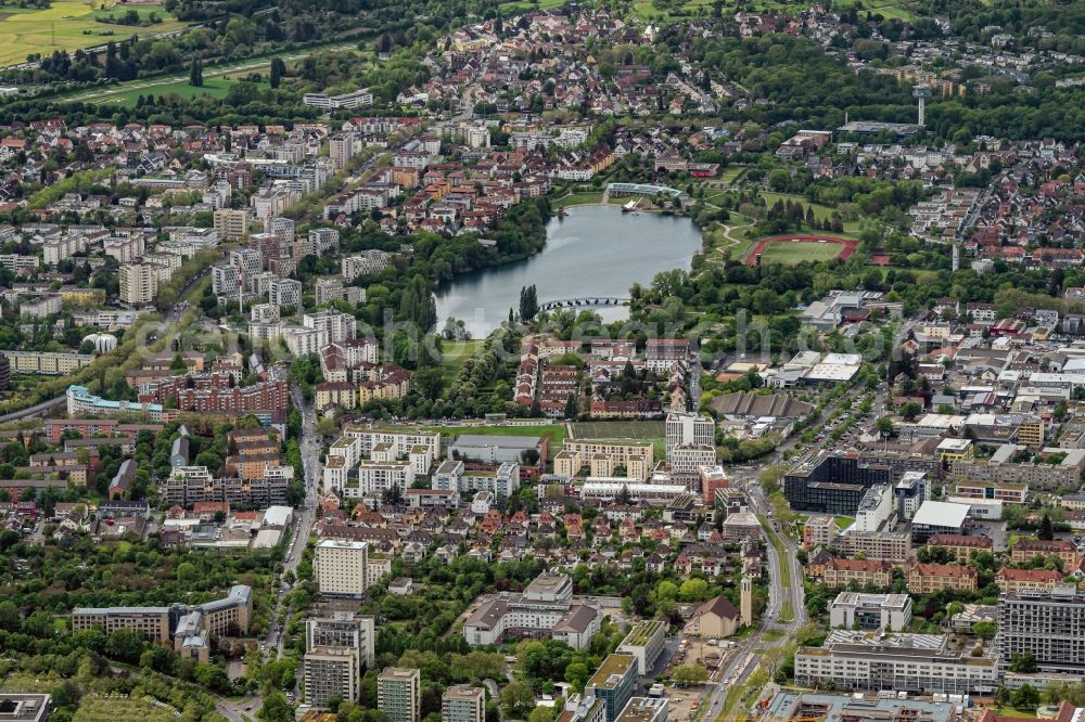 Freiburg im Breisgau from above - The district Sundgau Allee Bischofslinde in Freiburg im Breisgau in the state Baden-Wuerttemberg, Germany