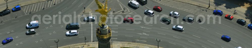 Aerial photograph Berlin - The Siegessaeule at Grosser Stern in the middle of the Tiergarten in Berlin, was built from 1864 to 1873 as a national monument to the unification wars, designed by Heinrich Strack