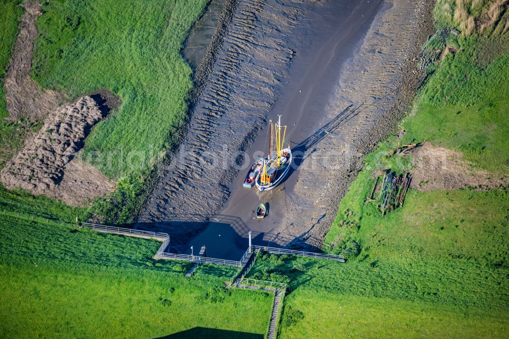 Aerial photograph Terborg - Sieltief of the river Ems in Terborg in the state of Lower Saxony, Germany