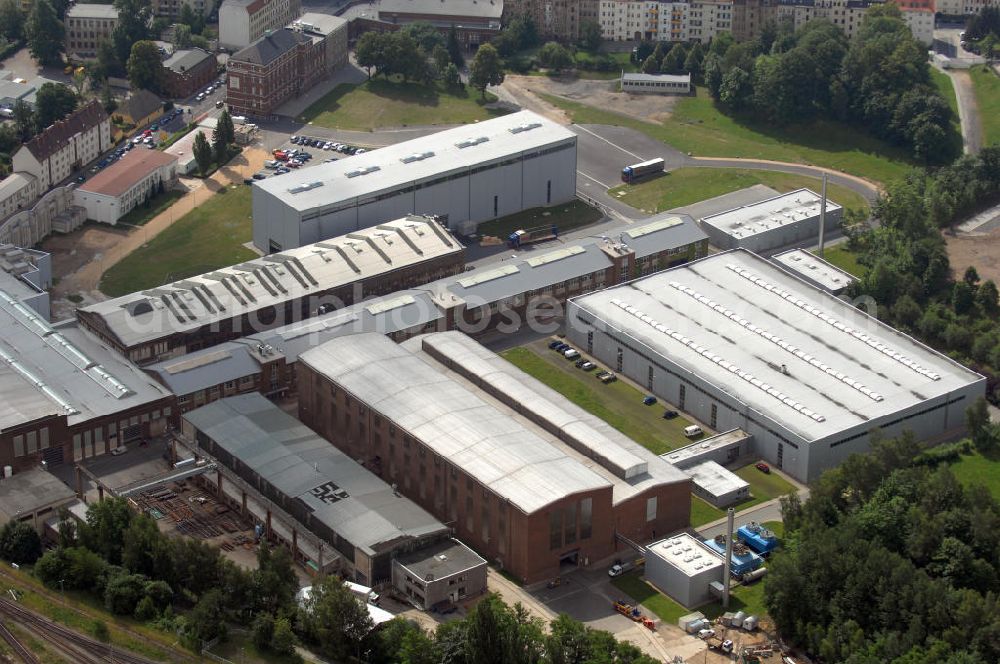 Aerial image Görlitz - Blick auf den Siemens Standort Görlitz, das Siemens Kompetenzzentrum für Turbosätze und Kompressoren. Produktionsschwerpunkt ist die Fertigung von Industriedampfturbinen. Kontakt: Siemens AG, Lutherstr. 51, 02826 Görlitz, Tel. +49(0)3581 680, Fax +49(0)3581 681320, Postadresse: Postfach 300954, 02814 Görlitz.