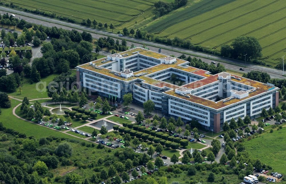 Aerial photograph Erfurt - On Europe square in Erfurt in Thuringia, Siemens AG has its place. Siemens offers a complete range of standard products for the manufacturing and process industries, electrical installation technology, system solutions and industry solutions