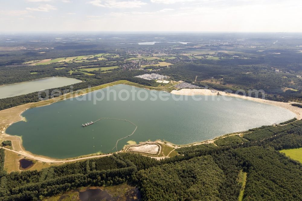 Aerial image Haltern - Silver Lake in Haltern at the lake in the federal state of North Rhine-Westphalia. Responsible for the lake is the operating company Silver Lake II Haltern mbH