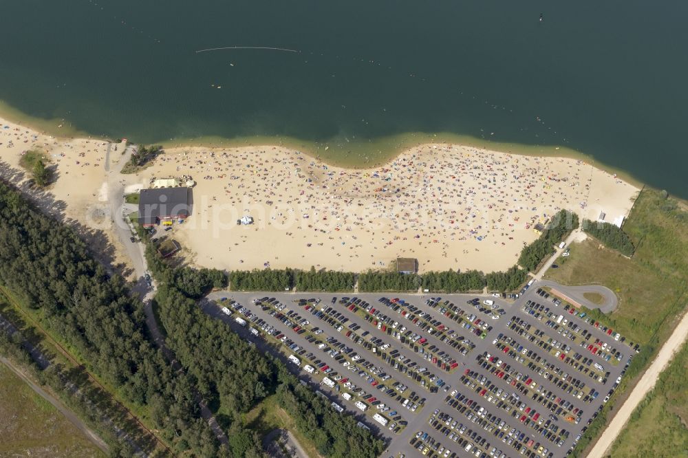 Haltern from the bird's eye view: Silver Lake in Haltern at the lake in the federal state of North Rhine-Westphalia. Responsible for the lake is the operating company Silver Lake II Haltern mbH