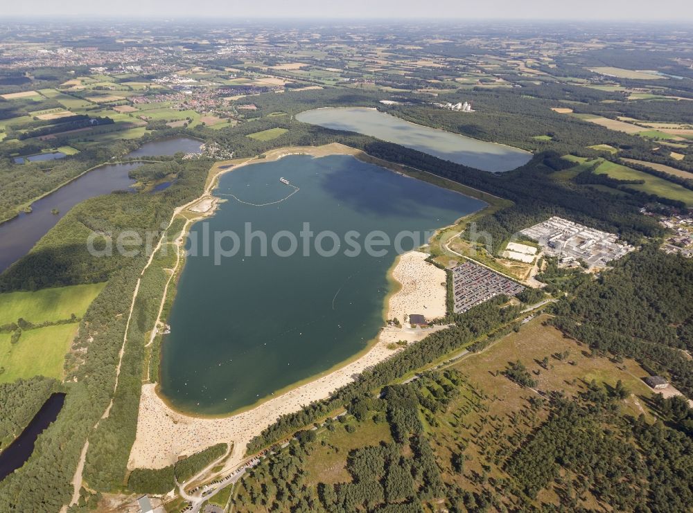 Haltern from above - Silver Lake in Haltern at the lake in the federal state of North Rhine-Westphalia. Responsible for the lake is the operating company Silver Lake II Haltern mbH