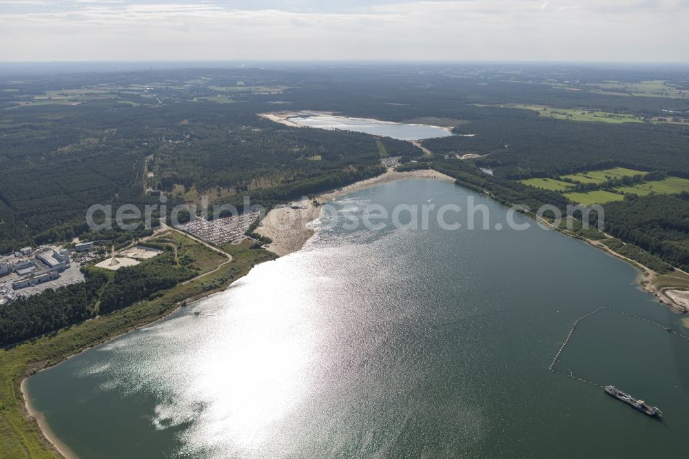 Haltern from the bird's eye view: Silver Lake in Haltern at the lake in the federal state of North Rhine-Westphalia. Responsible for the lake is the operating company Silver Lake II Haltern mbH