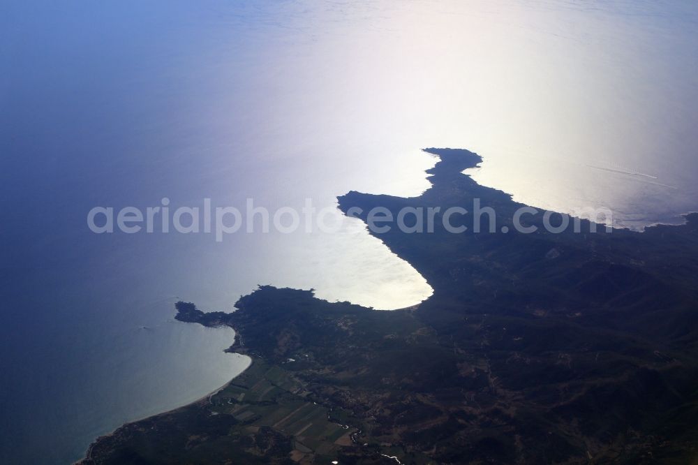 Aerial image Serra-di-Ferro - Rugged coastal landscape on the rocky cliffs of the island of Corsica near Serra-di-Ferro in France