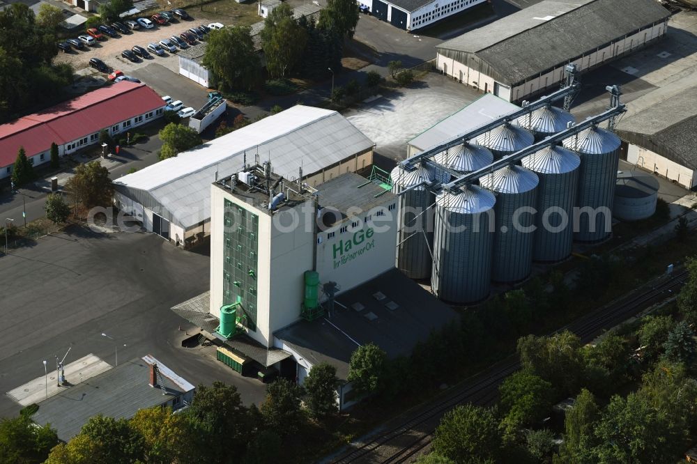 Aerial photograph Werneuchen - High silo and grain storage with adjacent storage in Werneuchen in the state Brandenburg, Germany