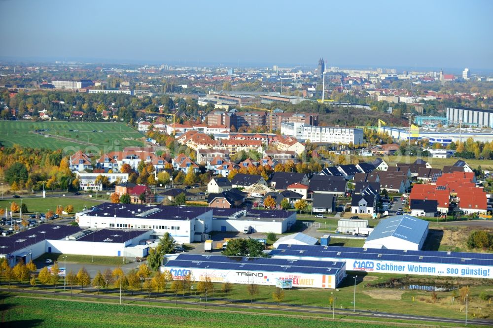 Magdeburg from above - Seat of the MACO-Möbel Vertriebs GmbH Magdeburg on the Gustav Ricker Road in Saxony-Anhalt