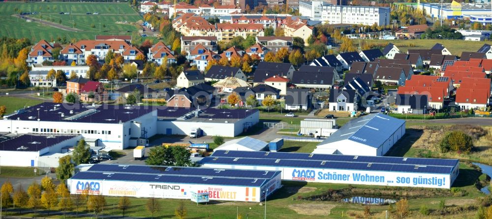 Aerial image Magdeburg - Seat of the MACO-Möbel Vertriebs GmbH Magdeburg on the Gustav Ricker Road in Saxony-Anhalt