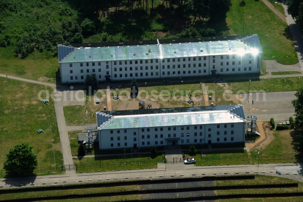 Schwerin from above - Company BSL Metallbau GmbH and Refugee - buildings im Bluecher Technologie- und Gewerbepark GmbH Stern Buchholz in Schwerin in the state Mecklenburg - Western Pomerania