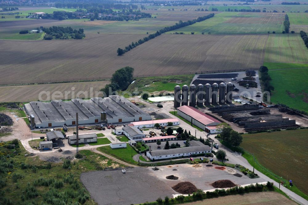 Liemehna from above - Der Sitz der auf Erdbau und Abriss sowie Handel mit Bauschutt spezialisierten Firmengruppe Rösl in Liemeha, Sachsen. The office of the Roesle group in Liemeha, Saxony. The company is specialized on eathworks, demolishion and trade with rubbish.