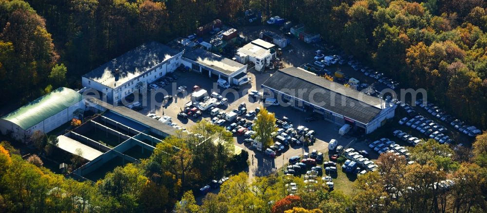 Potsdam from above - Etablishment of the following companies Rene Lehmann & Andre Müller GbR, Böckmann Center and CarConCept GmbH on the Michendorfer Chaussee