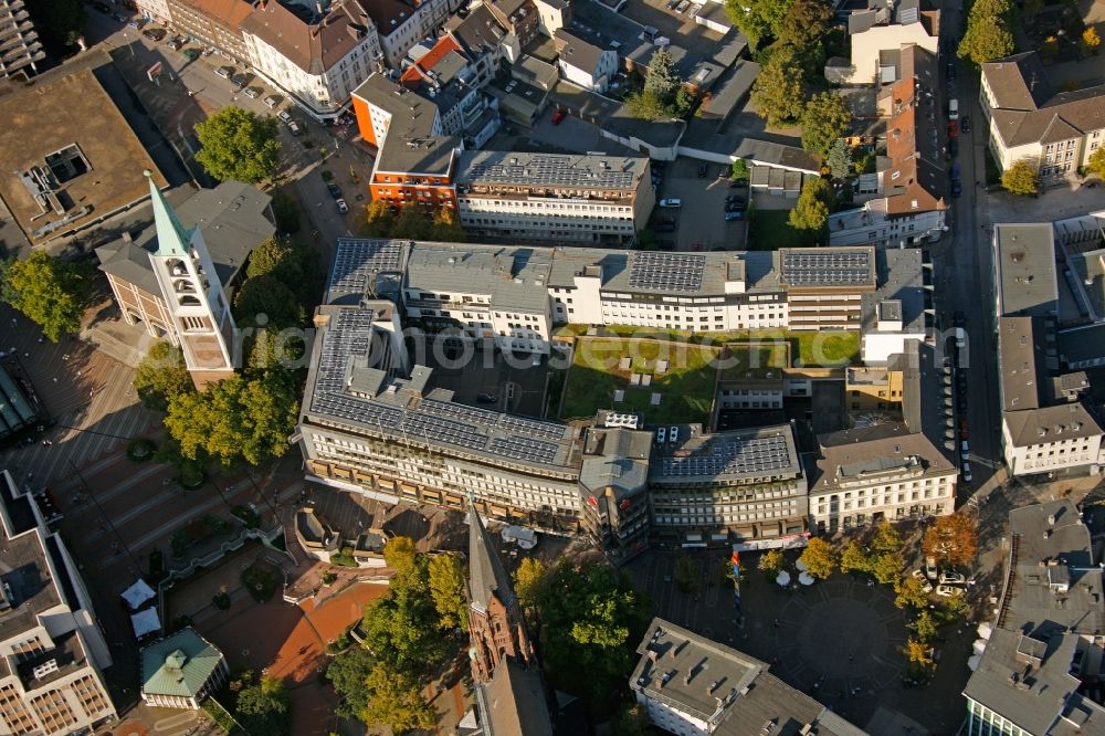 Gelsenkirchen from the bird's eye view: View of the main office of the bank Sparkasse Gelsenkirchen in the state North Rhine-Westphalia