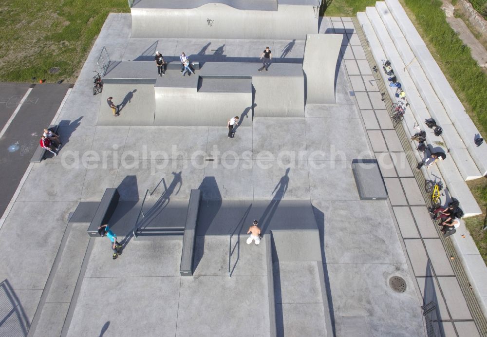 Aerial image Gelsenkirchen - Skate park on the former site of the Schalker Verein in Gelsenkirchen in North Rhine-Westphalia