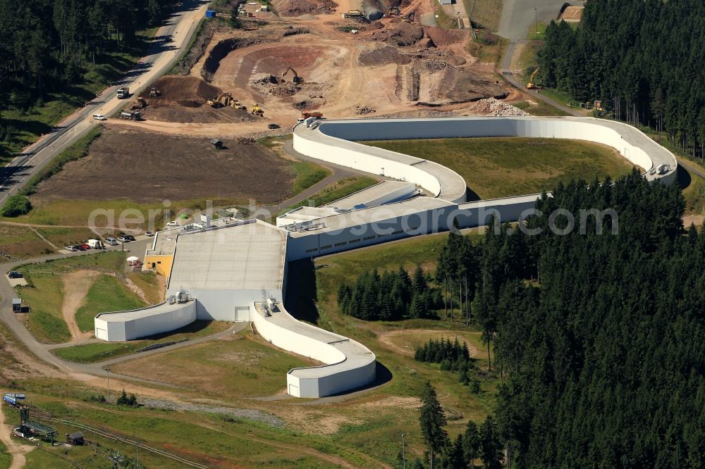 Oberhof from above - View Oberhofer ski track with the newly built ski resort. This from the German Ski Federation initiated sports facility is unique in Europe