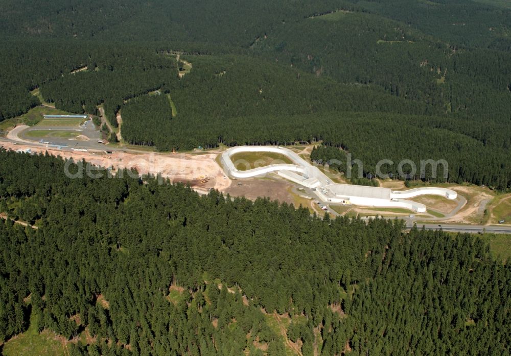 Oberhof from above - View Oberhofer ski track with the newly built ski resort. This from the German Ski Federation initiated sports facility is unique in Europe