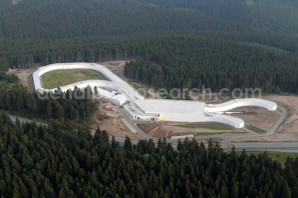 Oberhof from the bird's eye view: Ski track with indoor skiing on street Tambacher Strasse in Oberhof in Thuringia