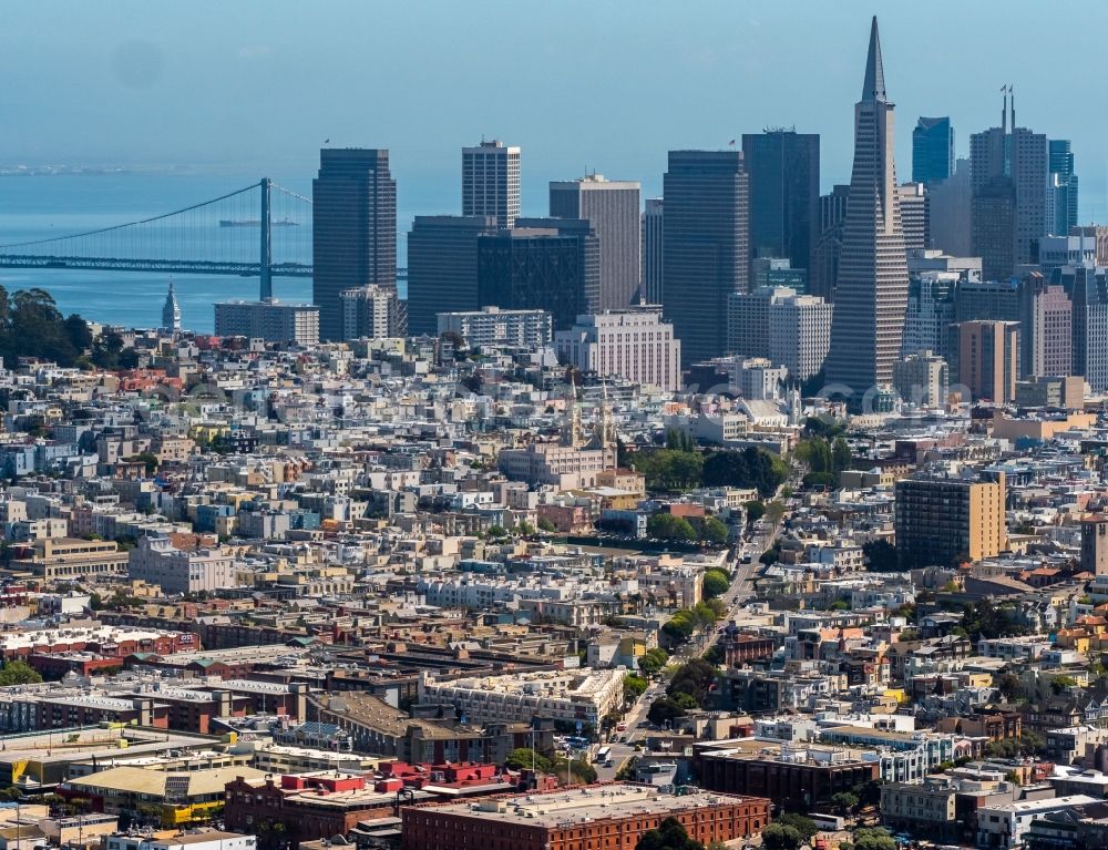 Aerial image San Francisco - Sky Line on Construction site for new high-rise building complex Transamerica Pyramid Center in San Francisco in USA