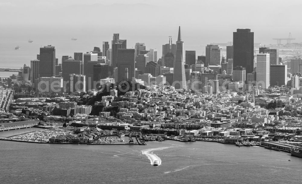 Aerial image San Francisco - Sky Line on Construction site for new high-rise building complex Transamerica Pyramid Center in San Francisco in USA