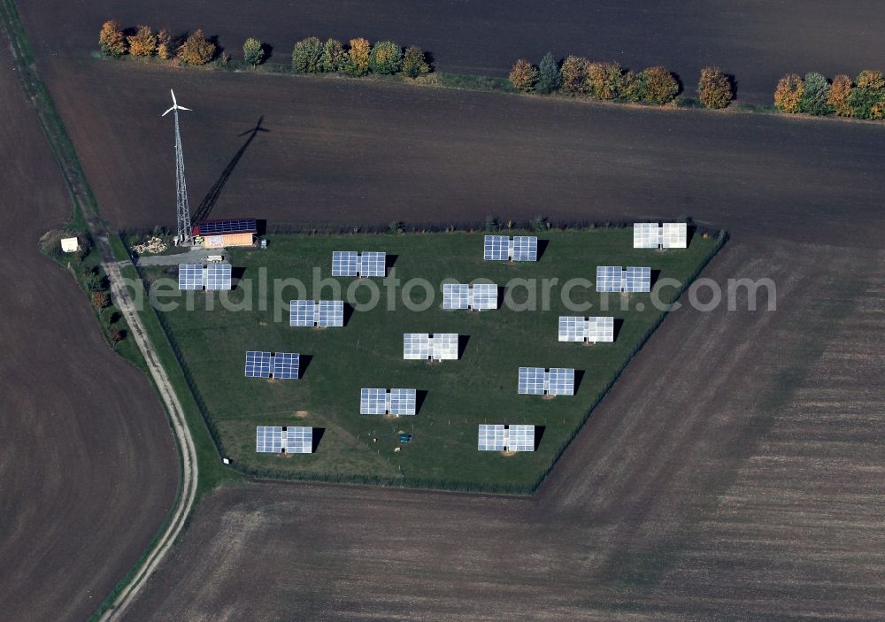 Magdala from above - Solar power system near Magdala / Ottstedt for energy generation in Thuringia