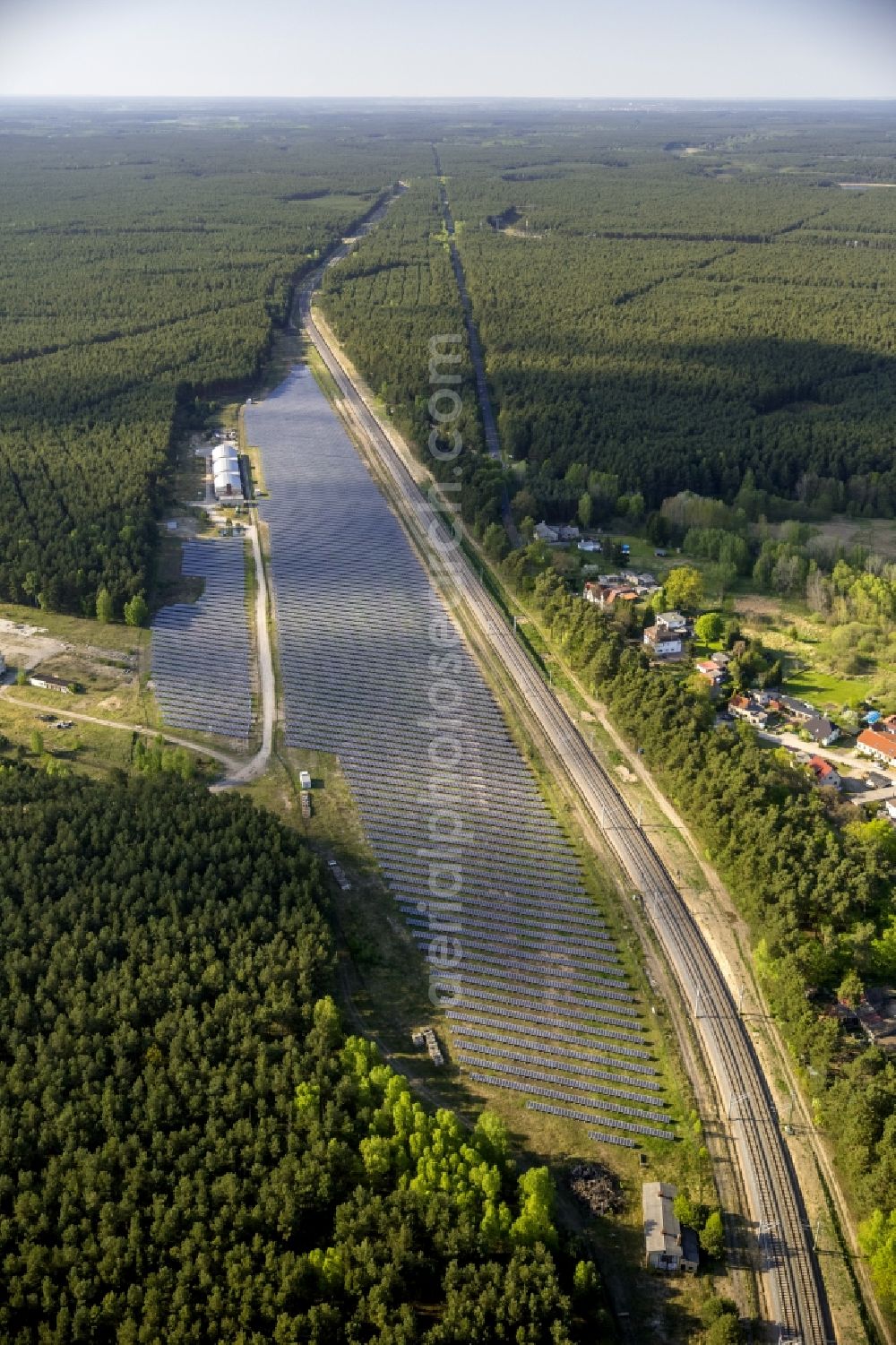 Fürstenberg/Havel from the bird's eye view: View of a solar collector in Fuerstenberg / Havel in the state Brandenburg