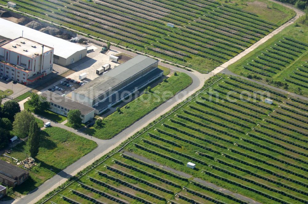 Aerial image Braunsbedra - Solar plant resp. photovoltaic installation Geiseltalsee in Braunsbedra in Saxony-Anhalt